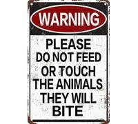XTVVTODJXT Do Not Feed Touch Animals They Bite Vintage Tin Sign 8 X 12 in | Retro metal plaque for farmhouse yard zoo warning decor