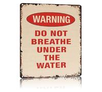 XTVVTODJXT Humorous Bathroom Sign Do Not Breathe Underwater Warning Vintage Metal Tin Sign for Pool House Beach House Decor 8 X 12 in