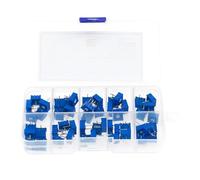 XTVVTODJXT Lot de 50 résistances variables 3386P séries 100R 200 500R 1K 2K 5K 10K 20K 50K 100K 500K multi-tours avec boîte