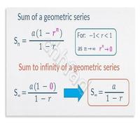 XTVVTODJXT Mathematics Study Aid Poster Sum of Finite and Infinite Geometric Series for Students Reference(Framed,12x18inch(30x45cm))
