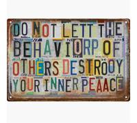 XTVVTODJXT Retro Do Not Let Others Destroy Your Peace Humorous Metal Sign for Bedroom Bathroom Studio Decor 8 X 12 in