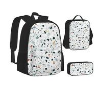 XTWPTOO Ensemble de cartable 3 en 1 en toile avec sac à dos, sac à déjeuner, trousse à crayons, étudiants, adultes, Noir , Taille unique