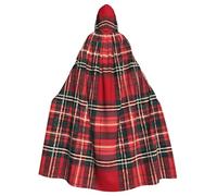 XTYGETY Cape à capuche unisexe à motif écossais rouge et noir pour Halloween, costume de sorcier, effrayant, cosplay