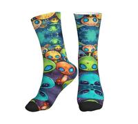 XTYGETY Chaussettes de sport respirantes pour homme Motif astronaute et extraterrestre, 1 noir, Taille unique