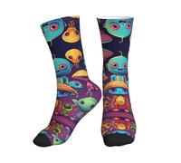XTYGETY Chaussettes de sport respirantes pour homme Motif astronaute et extraterrestre, 1 noir, Taille unique