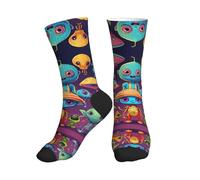 XTYGETY Chaussettes de sport respirantes pour homme Motif astronaute et extraterrestre, 2 Noir-2, Taille unique