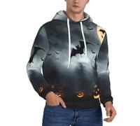 XTYGETY Halloween Flying Bats 4 Imprimés Adulte Hommes Molleton Hoodies Sweatshirts Sweats à Capuche Sweat-Shirt Doux Pull avec Poches pour Hommes, Noir , XS