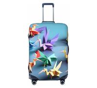 XTYGETY Housse de protection pour valises en papier origami multicolore avec imprimé grues de 45,7 à 81,3 cm, Noir , L
