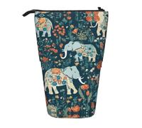 XTYGETY Magnifique trousse télescopique en tissu Oxford motif prairies avec éléphant floral pratique et polyvalent
