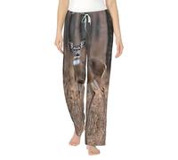 XTYGETY Pantalon de pyjama en flanelle imprimé cerf à queue blanche pour femme avec poches, Noir , M