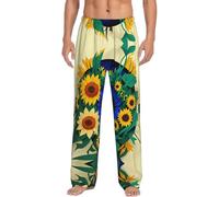 XTYGETY Pantalon de pyjama pour homme imprimé tournesol Pantalon de pyjama doux pour homme Pantalon de détente pour le confort de la maison, Noir , XL