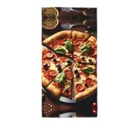 XTYGETY Serviettes de bain avec impression 3D Pizza Pepperoni Serviette de bain Serviette à main Serviette absorbante pour salle de bain pour la maison Voyage
