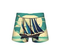 XTYGETY Sous-vêtement pour homme avec imprimé paysage de bateau à voile avec ceinture flexible et respirant, Noir , XL