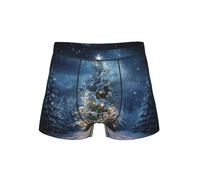 XTYGETY Sous-vêtements pour homme avec imprimé arbre de Noël et neige avec ceinture flexible et respirant, Noir , XL