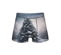 XTYGETY Sous-vêtements pour homme avec imprimé arbre de Noël et neige avec ceinture flexible et respirant, Noir , 3XL