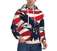 XTYGETY Sweat à capuche en polaire avec imprimé drapeau américain Fly Eagle pour homme adulte avec poches pour hommes, Noir , XXL