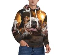 XTYGETY Sweat à capuche en polaire avec poches pour homme et adulte Motif bouledogue anglais amusant, Noir , S