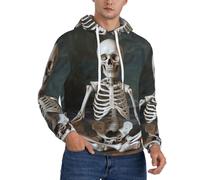 XTYGETY Sweat à capuche en polaire avec poches pour homme et adulte Motif squelettes Yoga, Noir , XXL