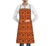 XTYGETY Tablier de cuisine imprimé Halloween avec poche pour femmes hommes chef, tablier de serveur, tablier de pâtisserie, barbecue