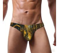 XTYGETY Tree In The Fall Print Slip bikini pour homme Taille basse, Noir