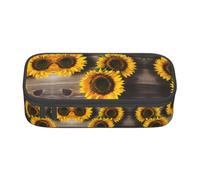 XTYGETY Trousse à crayons en bois Oxford avec trois tournesols sur tissu Oxford