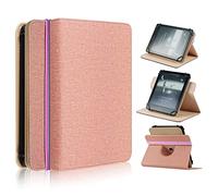Xuanbeier Rotatif Universel Étui pour 6", 7" et etc. (Longueur:13-17 cm, Largeur:8-12 cm) étui de Protection pour Tablette et E-Book avec Fonction de Support et Dragonne,Or Rose