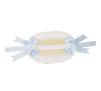 Xuancai Bonnet victorien fait à la main avec dentelle nœud paille Panama Soleil pour les amateurs de mode Teaparty Costume de coiffe victorien, Version simple bleu, Taille unique