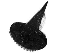 Xuancai Chapeau de sorcière d'Halloween à paillettes délicates rétro pour bal masqué - Accessoire de déguisement pour adultes - Chapeau de sorcière d'Halloween