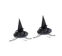 Xuancai Chapeau de sorcière élégant en velours avec ruban de couleur rose pour Halloween, fêtes costumées, décorations de chapeau de sorcière coloré