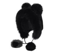 Xuancai Chapeau d'ours surdimensionné avec oreilles et pompons, accessoires photo en fourrure de dessin animé pour Halloween, chapeaux d'ours pour hommes