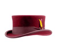Xuancai Chapeau haut de forme Fedoras en laine à l'ancienne pour voyage à bord court Western pour garçon homme adulte chapeau magicien adulte, bordeaux, Taille unique