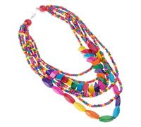 Xuancai Collier de perles en bois coloré fait à la main - Chaîne de cou multicouche élégante pour vacances à la plage, taille unique, Comme décrit, Comme décrit.