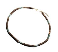 Xuancai Collier unique avec perles en bois de noix de coco marron et pierre naturelle pour une déclaration avant-gardiste