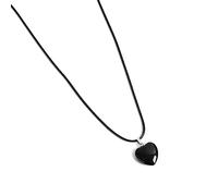Xuancai Collier vert européen en pierre naturelle avec pendentif en forme de cœur - Longue corde cirée - Bijoux d'amours - Pendentif en forme de cœur - Bijoux en corde cirée, taille unique, Comme