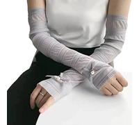 Xuancai Gants de protection solaire pour femme - Ultra-mince - Longueur coude - Pour l'été - Pour la conduite en été - Élasticité anti-UV - Protection en dentelle - Protection sans doigts pour la