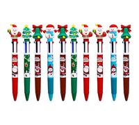 Xuancai Lot de 10 stylos à bille rétractables de Noël multicolores pour étudiant adulte 4 couleurs en 1
