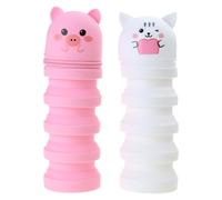 Xuancai Lot de 2 trousses télescopiques avec fermeture éclair pour garçons et filles, Cochon et chat