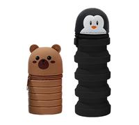 Xuancai Lot de 2 trousses télescopiques avec fermeture éclair pour garçons et filles, Pingouin et ours