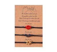 Xuancai Lot de 3 bracelets assortis réglables faits à la main avec soleil, lune, étoile - Bijoux d'amitié tissés à la main pour meilleur ami famille, taille unique, Comme décrit