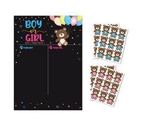 Xuancai Lot de 36 autocollants de vote en forme d'ours bleus et mignons - Fournitures de fête - Accessoire photo - Centre de table - Affiche de vote pour invités - Pour les invités - Garçon ou fille
