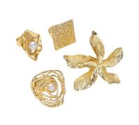 Xuancai Lot de 4 bagues modernes en alliage avec formes irrégulières pour femme - Bijoux polyvalents pour un look décontracté et formel - Bagues élégantes et décontractées