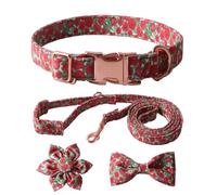 Xuancai Lot de 4 colliers mignons pour chien + laisse + cravate avec décoration florale pour propriétaires d'animaux de compagnie tendance pour élever votre animal de compagnie nœud papillon pour