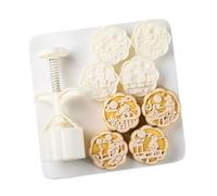 Xuancai Lot de 4 moules à gâteau en plastique avec motif lapins - Outil de presse à la main pour les amateurs de pâtisserie - Moules à dessert lune et lapin