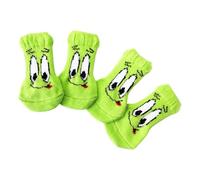 Xuancai Lot de 4 paires de chaussettes tendance à motif yeux verts pour protéger les pattes par temps froid pour chiens de petite taille