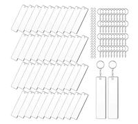 Xuancai Lot de 40 porte-clés vierges à transfert thermique pour porte-clés - Matériau rectangulaire en acrylique - Étiquettes personnalisées - Ornement rectangulaire en vrac