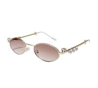 Xuancai Lunettes à monture ovale en strass pour voyage, scène, festival de musique, fourniture en métal, confortables, Double poudre dorée