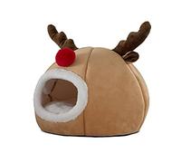 Xuancai Niche pour chat d'intérieur de petite à grande taille pour chat, coussin amovible lavable, tente de renne de Noël douce