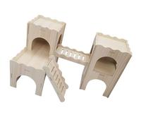 Xuancai Petit labyrinthe en bois pour hamster Maisons amusantes à double pont avec fenêtre pour hamsters nains et petits rongeurs Cabine d'angle interactive pour animaux de compagnie
