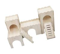 Xuancai Petit labyrinthe en bois pour hamster Maisons amusantes à double pont avec fenêtre pour hamsters nains et petits rongeurs Cabine d'angle interactive pour animaux de compagnie