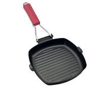 Xuancai Poêle à griller pliable avec revêtement anti-adhésif pour pique-nique, barbecue avec poignée pour le rangement et la cuisson intérieure Poêle à bacons